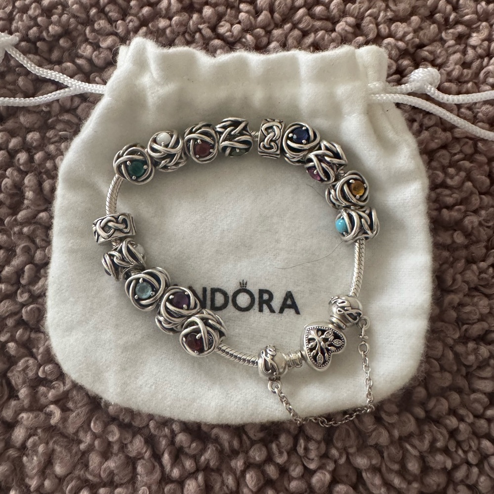 Pandora Silver Bracelet with Colorful Charms